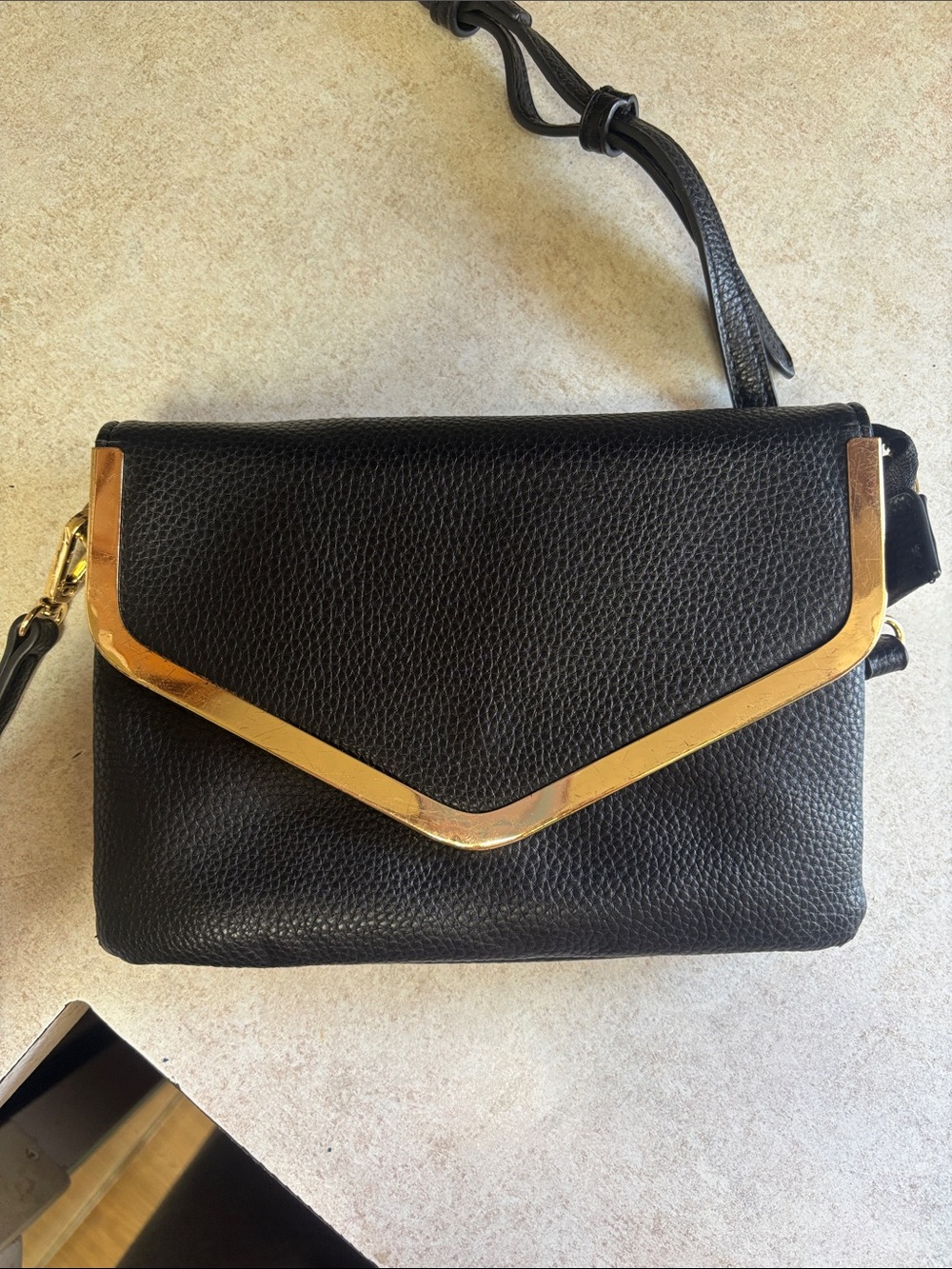 Miztique Black Crossbody with Gold Accent Trim